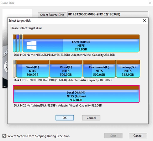 クローン先となるディスク