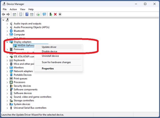 グラフィックドライバを更新