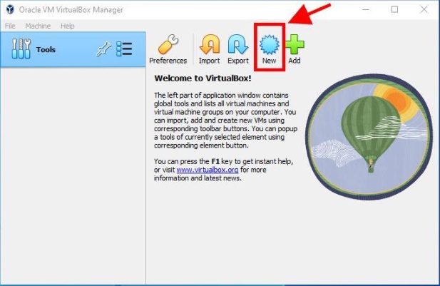 VirtualBox Managerのメイン画面