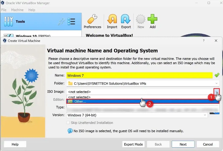 VirtualBoxの「仮想マシンの作成」設定画面