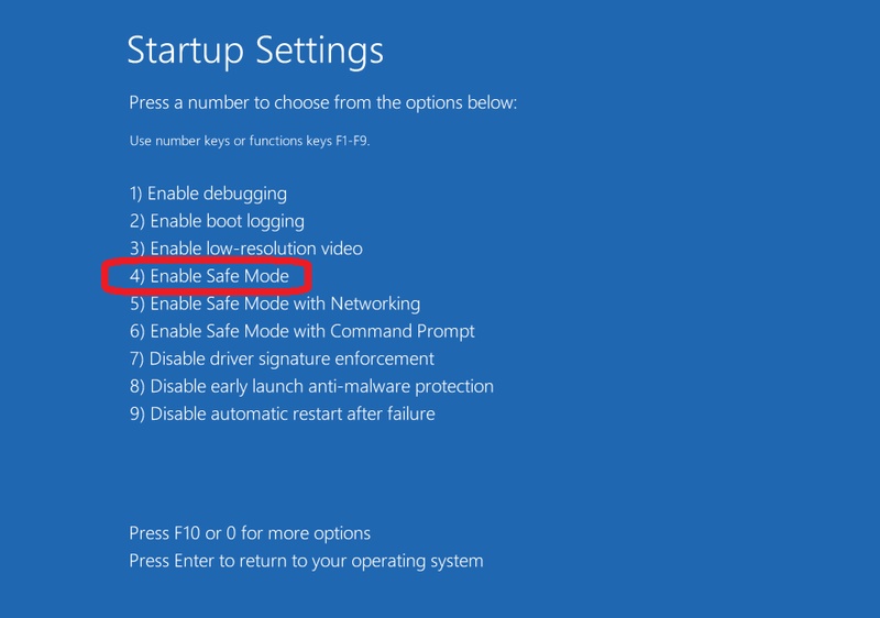 Windowsのセーフモード選択画面
