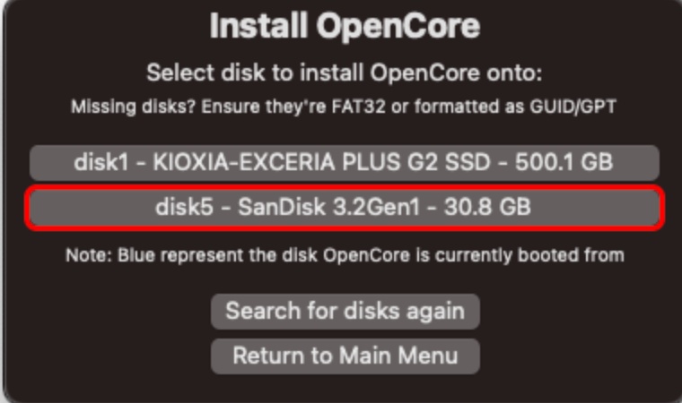 インストーラーを書き込み