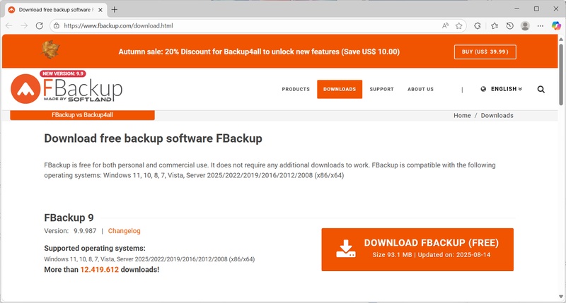 バックアップソフトFBackup