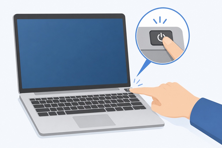 ノートPCの電源ボタンを長押