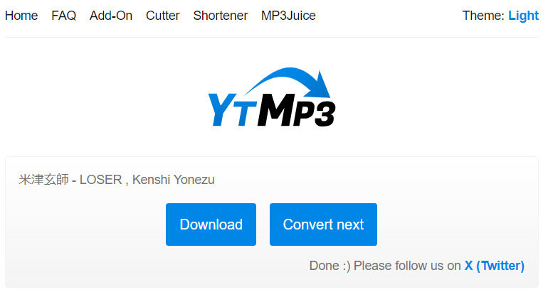 変換されたMP3をダウンロードする