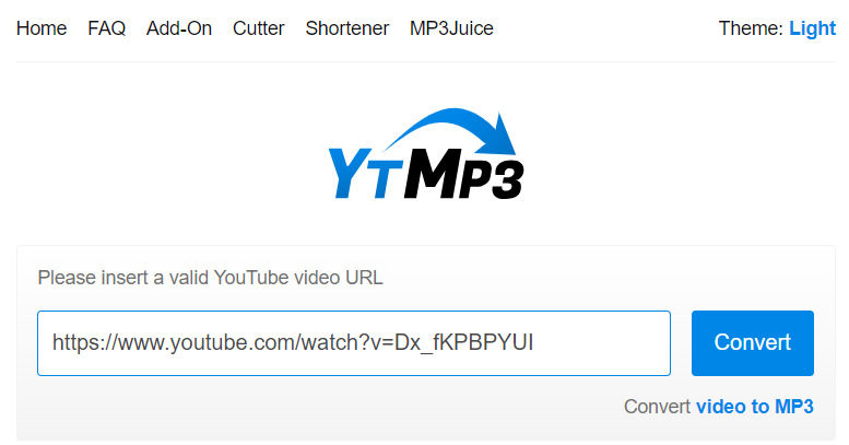 YTMP3 に YouTube リンクを入力する