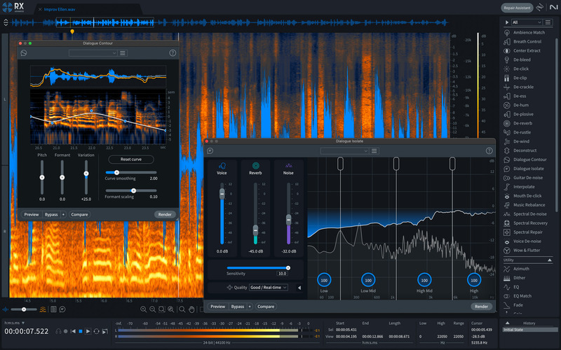 iZotope RXの音声修復インターフェース