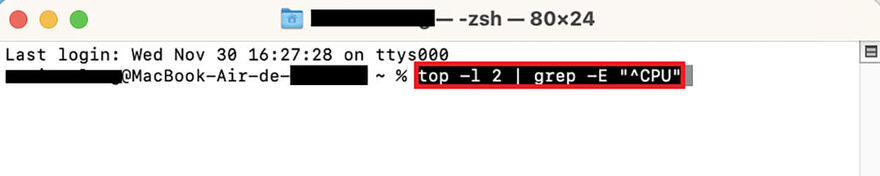 CPU確認のコマンドを入力