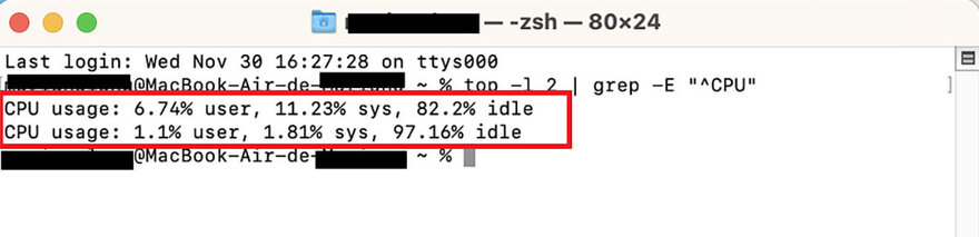 CPU使用率を確認