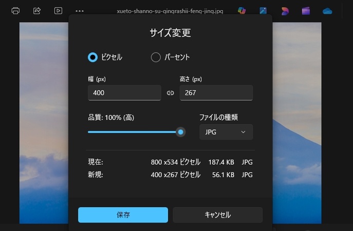 画像の解像度を下げる