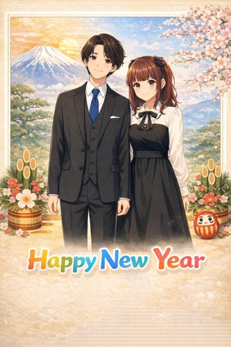 アニメ風のイラスト年賀状