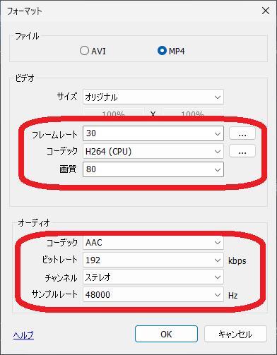 Bandicam画質設定