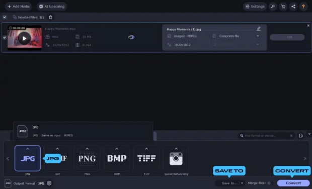保存先を指定して変換を実行する