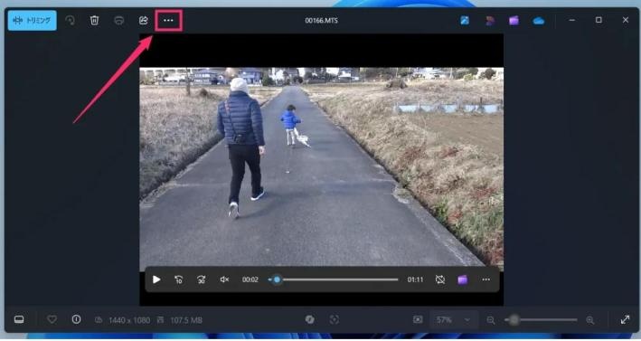 フォト画面上部の「...」アイコンをクリックする