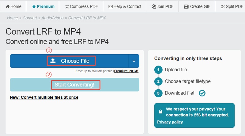 オンライン変換サイトで LRF を MP4 に変換する