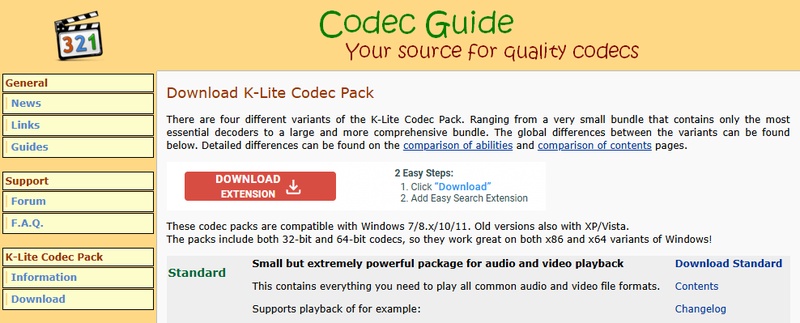 K-Lite Codec Packをダウンロードする