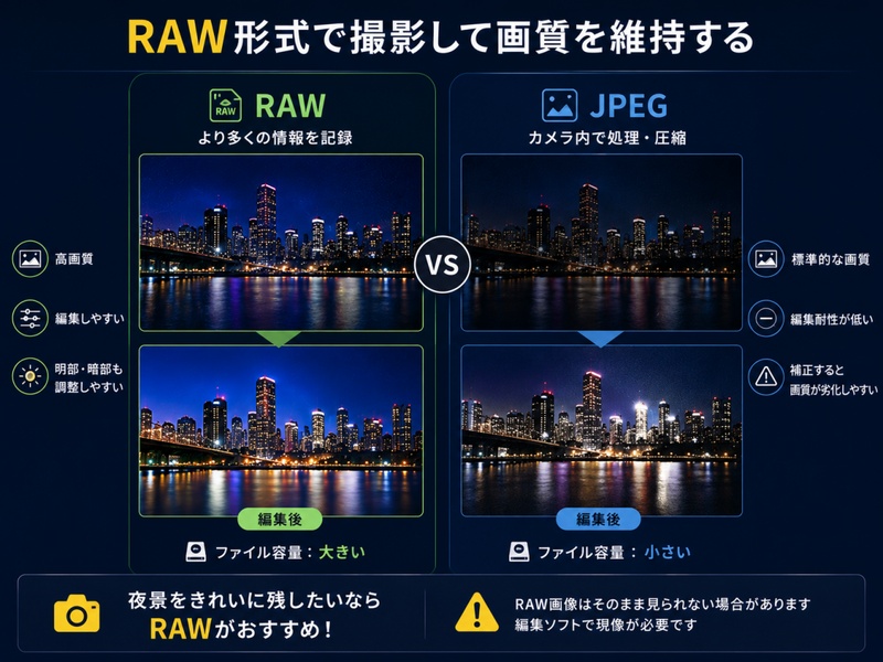 RAW形式で撮影して画質を維持する