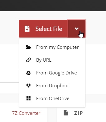 CloudConvertで「Select File」をクリックしてGIFファイルを選択