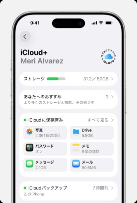 iCloud設定の「すべてを表示」をタップする