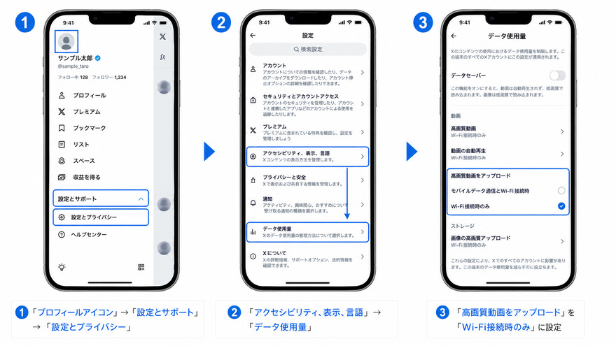高画質アップロード設定を有効にする