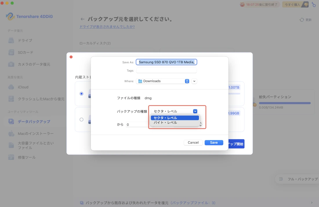 choose backup type