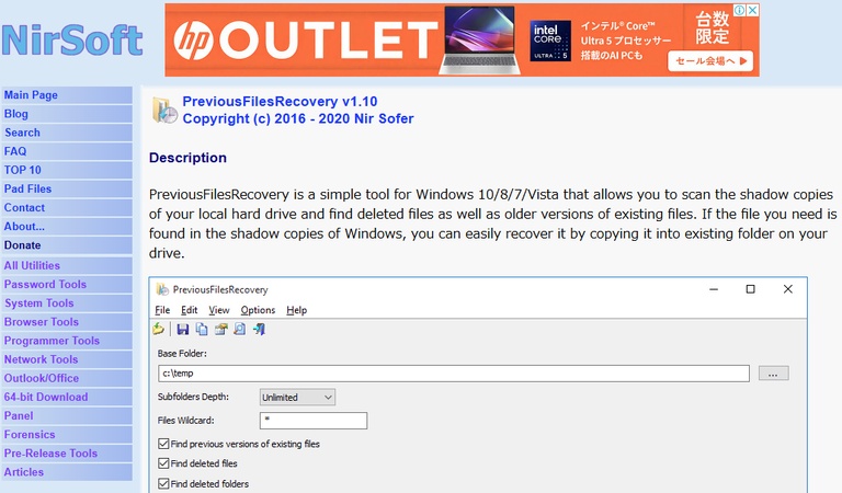Previous Files Recovery