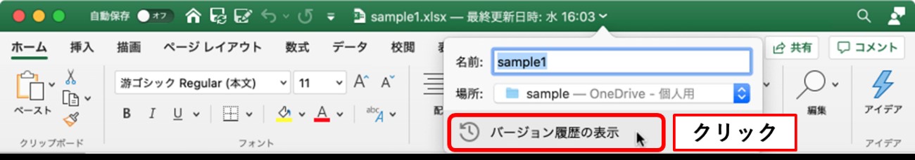 バージョン履歴の表示