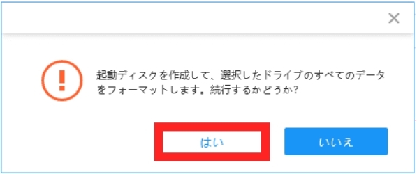 USBのデータが初期化され
