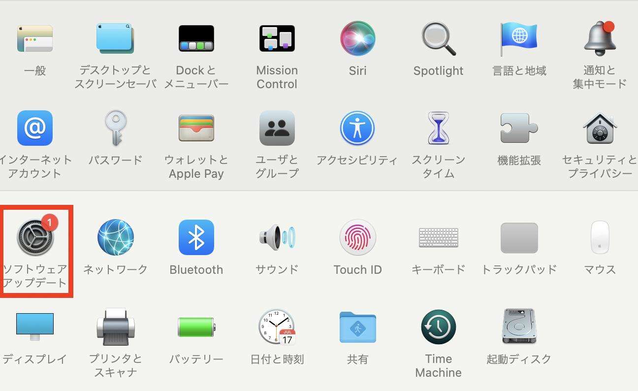 ソフトウェアアップデート