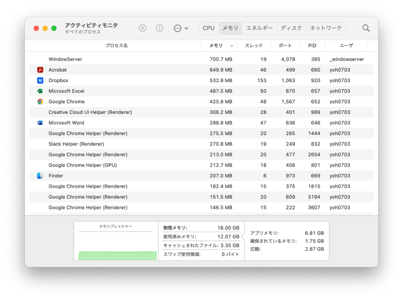 タスクマネージャーでタスクを強制終了