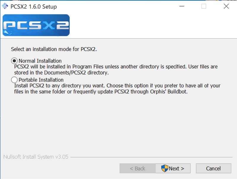 PCSX2をインストール:Normal Installtionを推薦