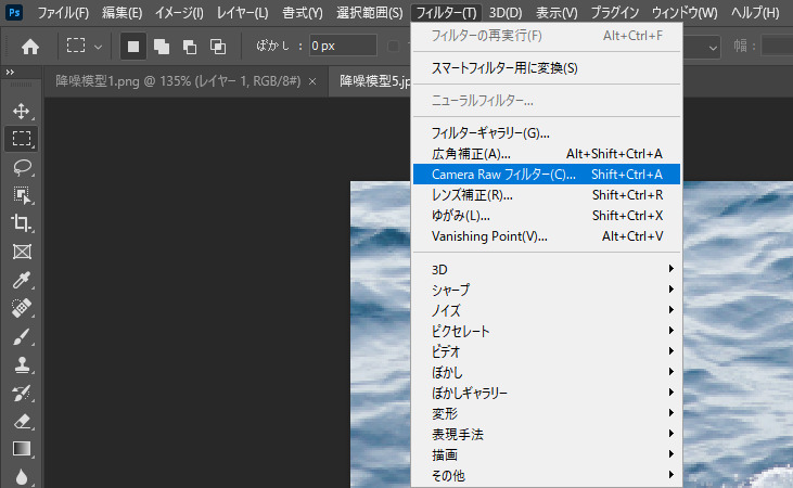「Camera Rawフィルター」を選択