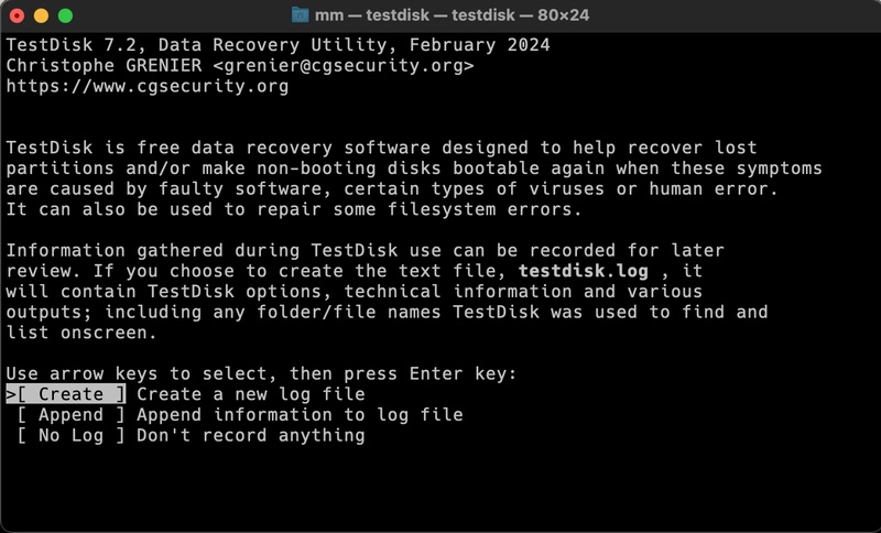 Macで「Create」を選択