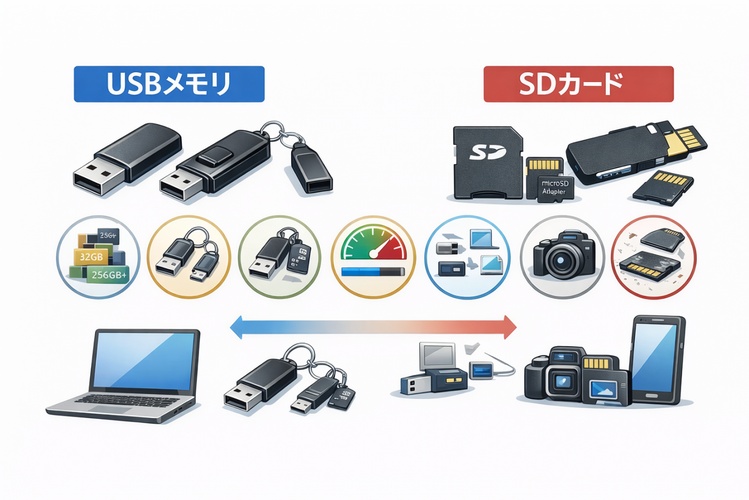 USBメモリとSDカードの違い
