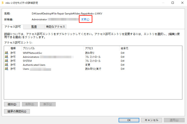 change video file ownership to fix vlc your input can’t be opened-2