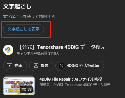 YouTube文字起こし