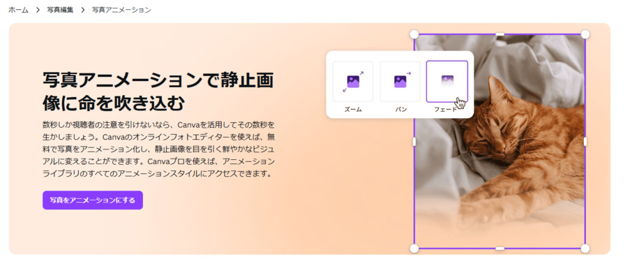 Canvaで画像をアニメーション化する