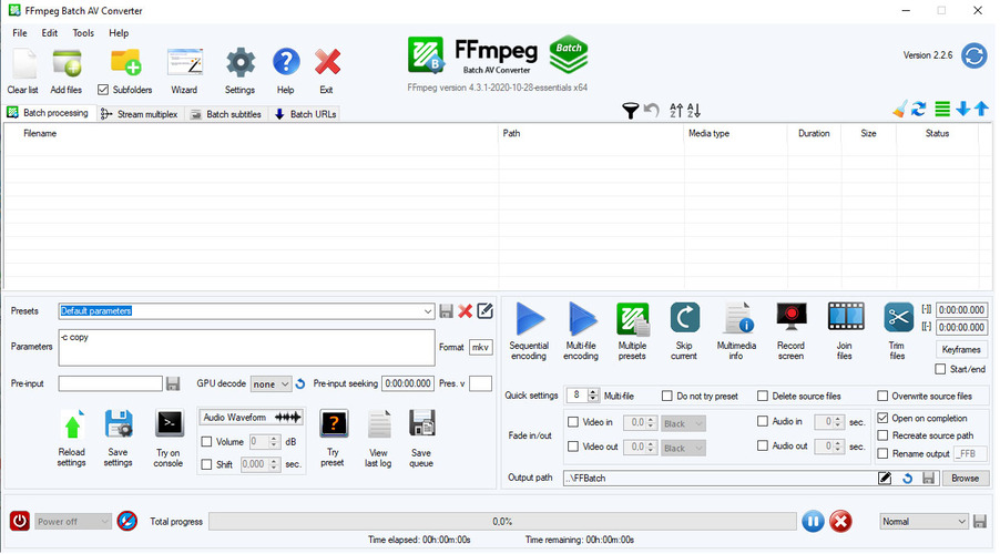 FFmpegのコマンドライン画面