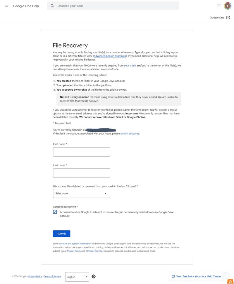 Googleドライブで削除されたファイルを復元する
