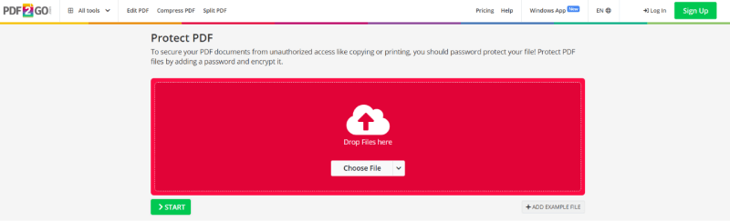 PDF2Goでパスワードをかける