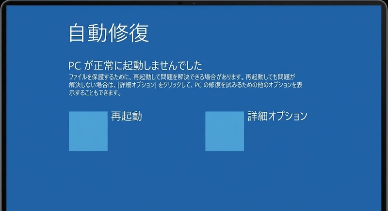 Windowsの自動修復画面のスクリーンショット