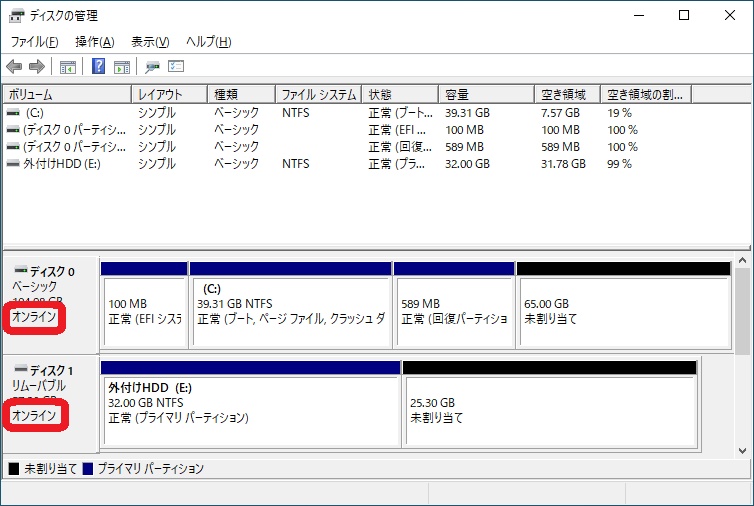 デバイスの状態を確認