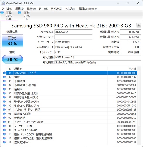 SSDの状態を確認