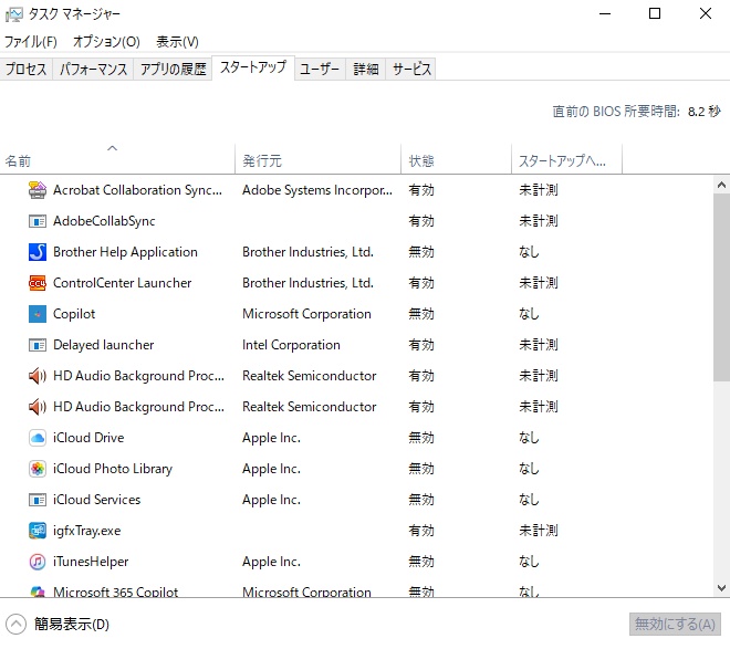 タスクマネージャーを開く