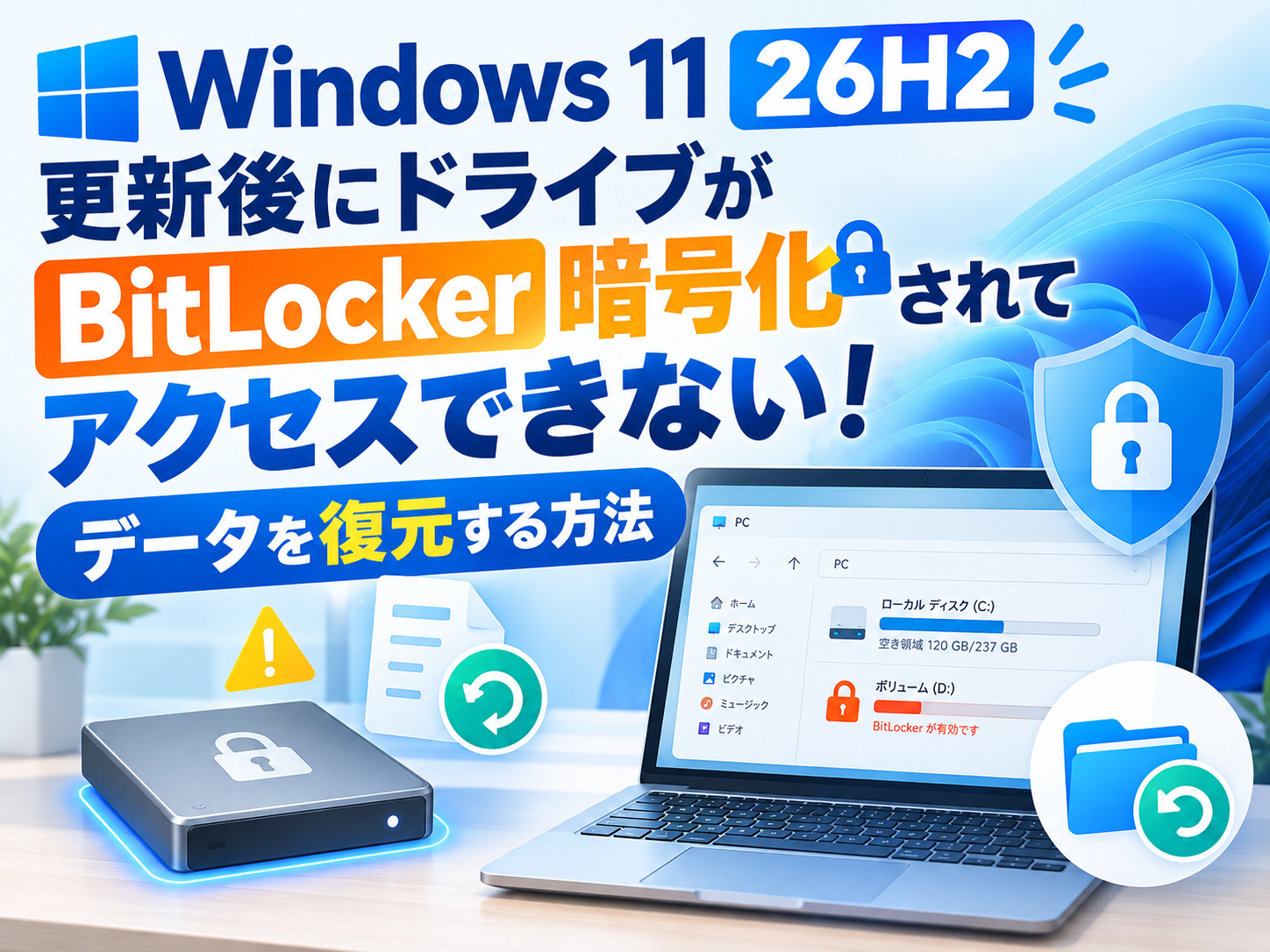 Windows 11 26H2更新後にドライブがBitLockerで暗号化された