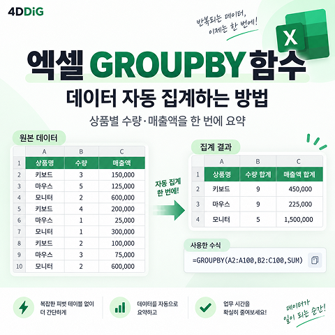 엑셀 GROUPBY 함수