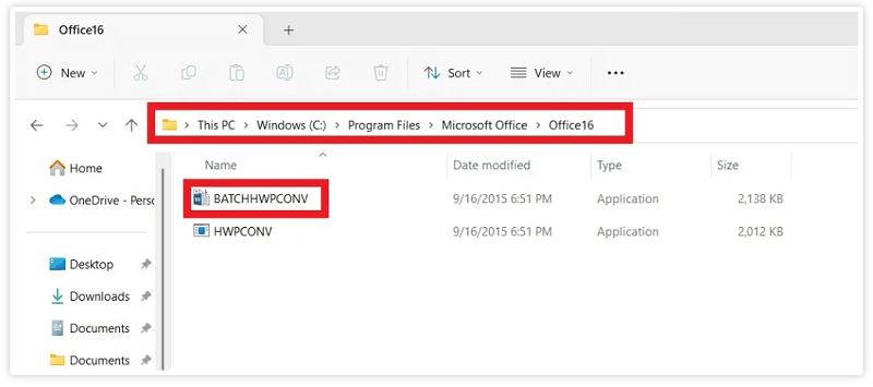 BATCHHWPCONV를 열기