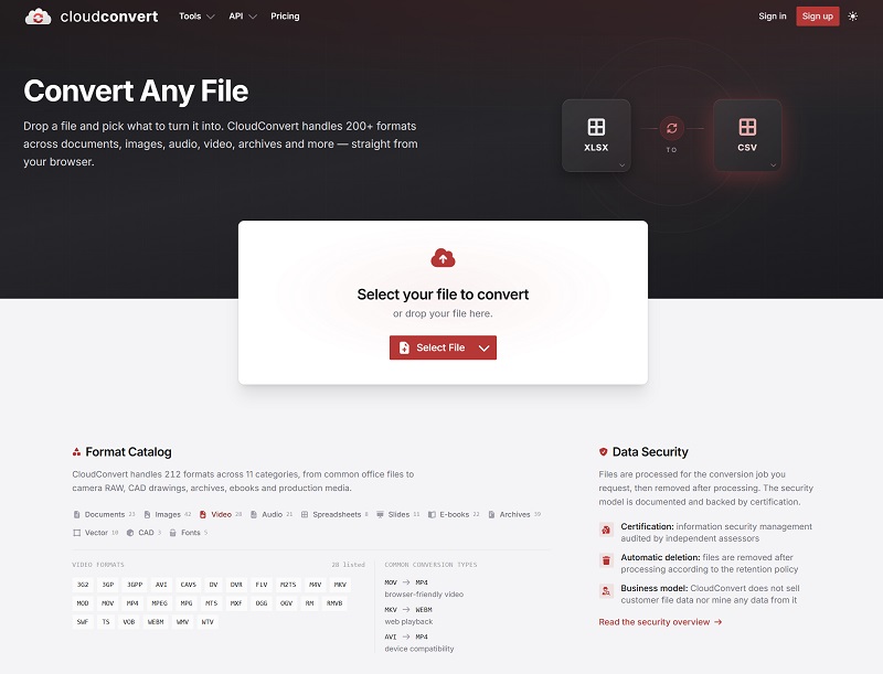 CloudConvert의 'GIF to MP4 Converter' 페이지에 접속하기