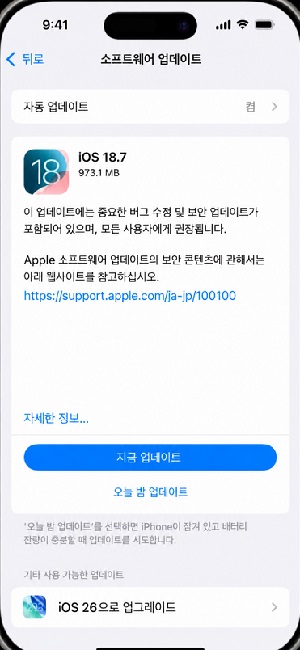 '소프트웨어 업데이트' 선택하기