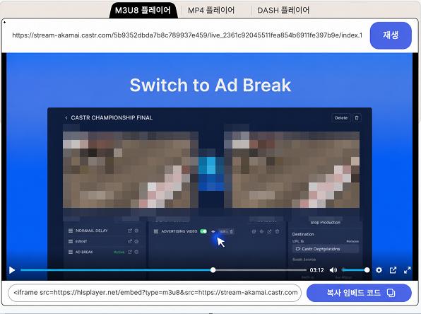 HLS Player에서 Play 버튼 클릭